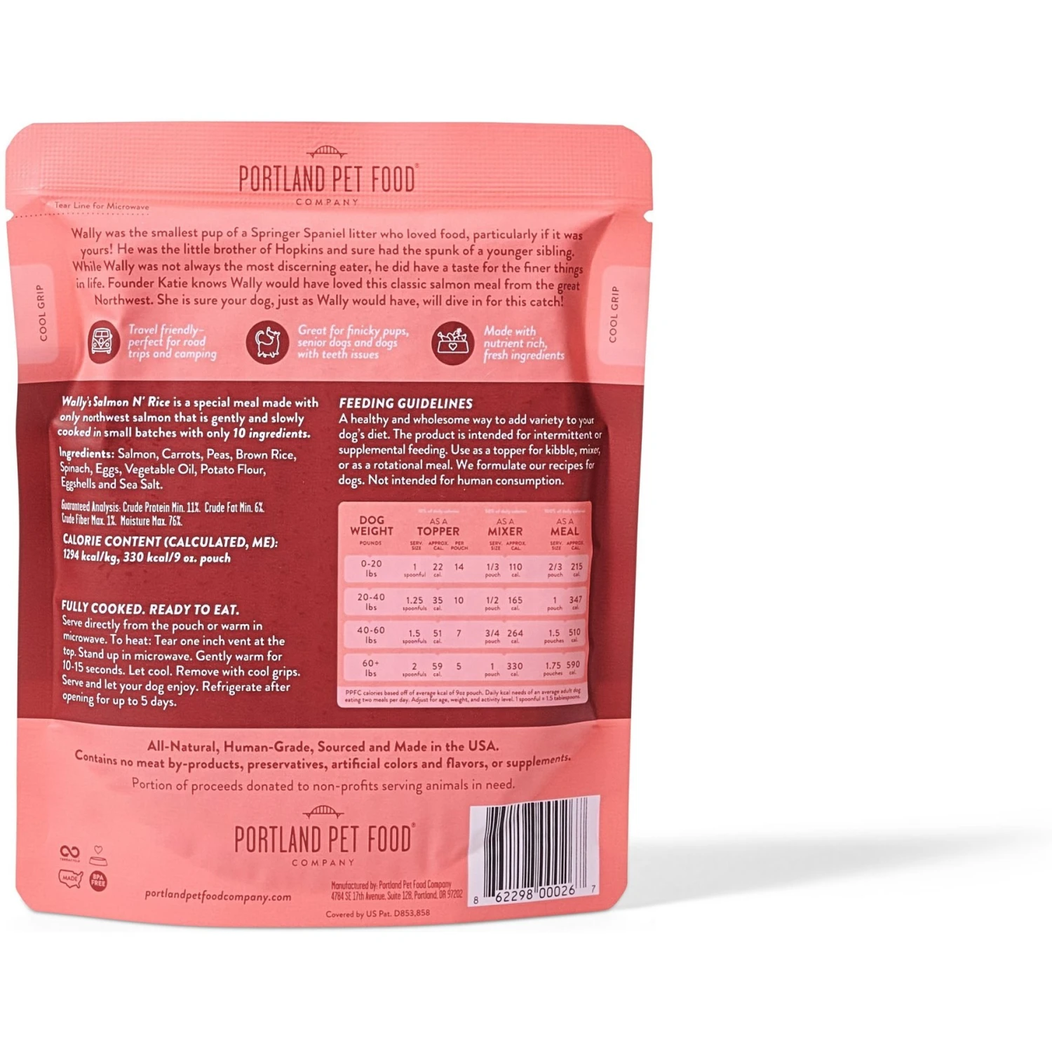 Portland Pet Food Company Wally's Salmon N' Rice Homestyle Wet Dog Food Topper, 9-oz Pouch, Case Of 4 2 Portland Pet Food Company Wally's Salmon N' Rice Homestyle Wet Dog Food Topper, 9-oz Pouch, Case Of 4 - Image 2