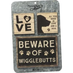 Primitives By Kathy Dog Magnet Set, 3 Count