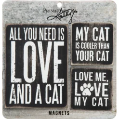 Primitives By Kathy Wooden Cat Magnet Set, 3 Count
