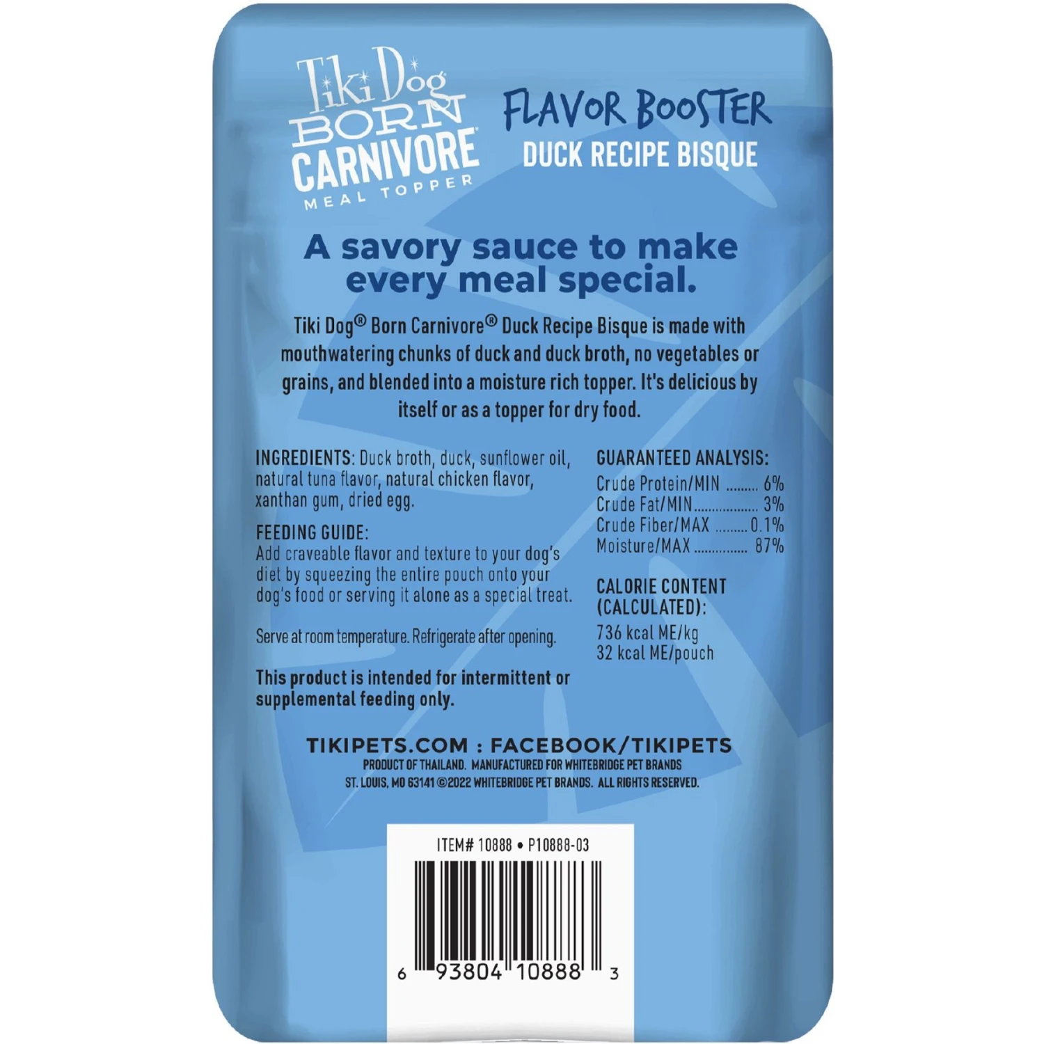 Tiki Dog Born Carnivore Flavor Booster Duck Bisque Non-GMO Wet Dog Food Topper 3 Tiki Dog Born Carnivore Flavor Booster Duck Bisque Non-GMO Wet Dog Food Topper - Image 3