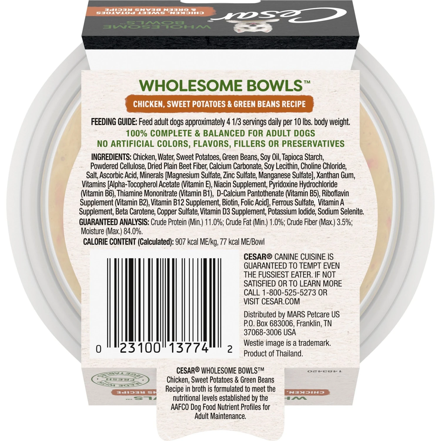 Cesar Wholesome Bowls Chicken, Sweet Potato & Green Beans Recipe Small Breed Adult Wet Dog Food 2 Cesar Wholesome Bowls Chicken, Sweet Potato & Green Beans Recipe Small Breed Adult Wet Dog Food - Image 2