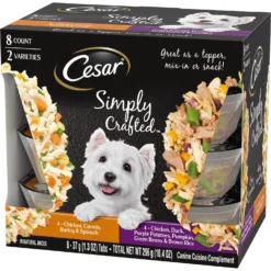 Cesar Simply Crafted Chicken, Duck, Purple Potatoes, Pumpkin, Green Beans & Brown Rice & Chicken, Carrots, Barley & Spinach Variety Pack Adult Wet Dog Food Meal Topper -Pawsphoria Sales Store 271288 PT2. AC SS1800 V1695649462