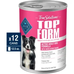 Blue Buffalo True Solutions Top Form Active Breed Wholesome Grains Adult Wet Dog Food, 12.5-oz Can, Case Of 12