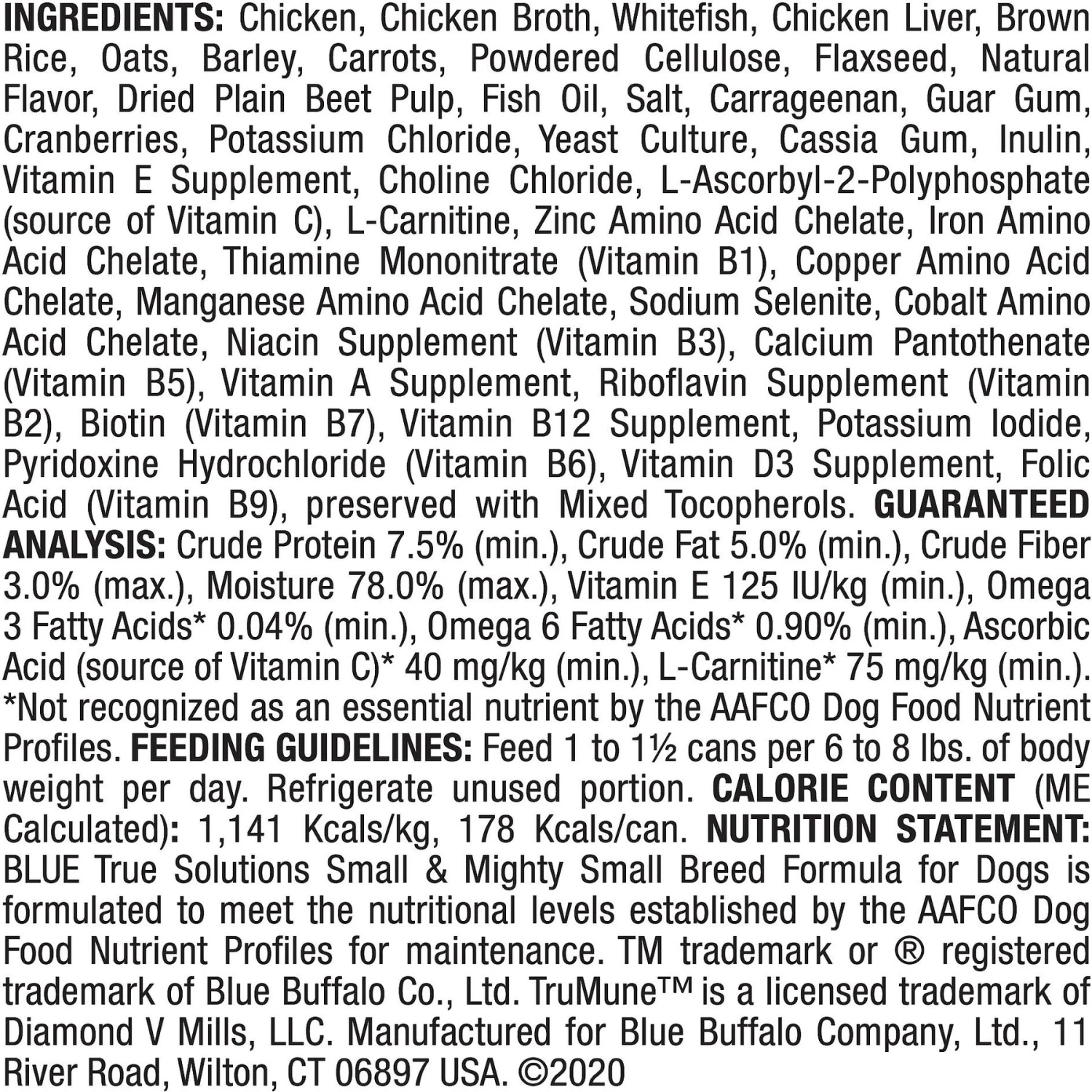 Blue Buffalo True Solutions Small & Mighty Small Breed Formula Adult Wet Dog Food, 5.5-oz Can, Case Of 24 2 Blue Buffalo True Solutions Small & Mighty Small Breed Formula Adult Wet Dog Food, 5.5-oz Can, Case Of 24 - Image 2