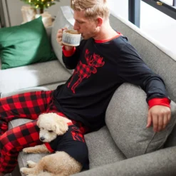 Frisco Plaid Moose Unisex Adult Pajama Jersey Top -Pawsphoria Sales Store 278917 PT8. AC SS1800 V1631666492