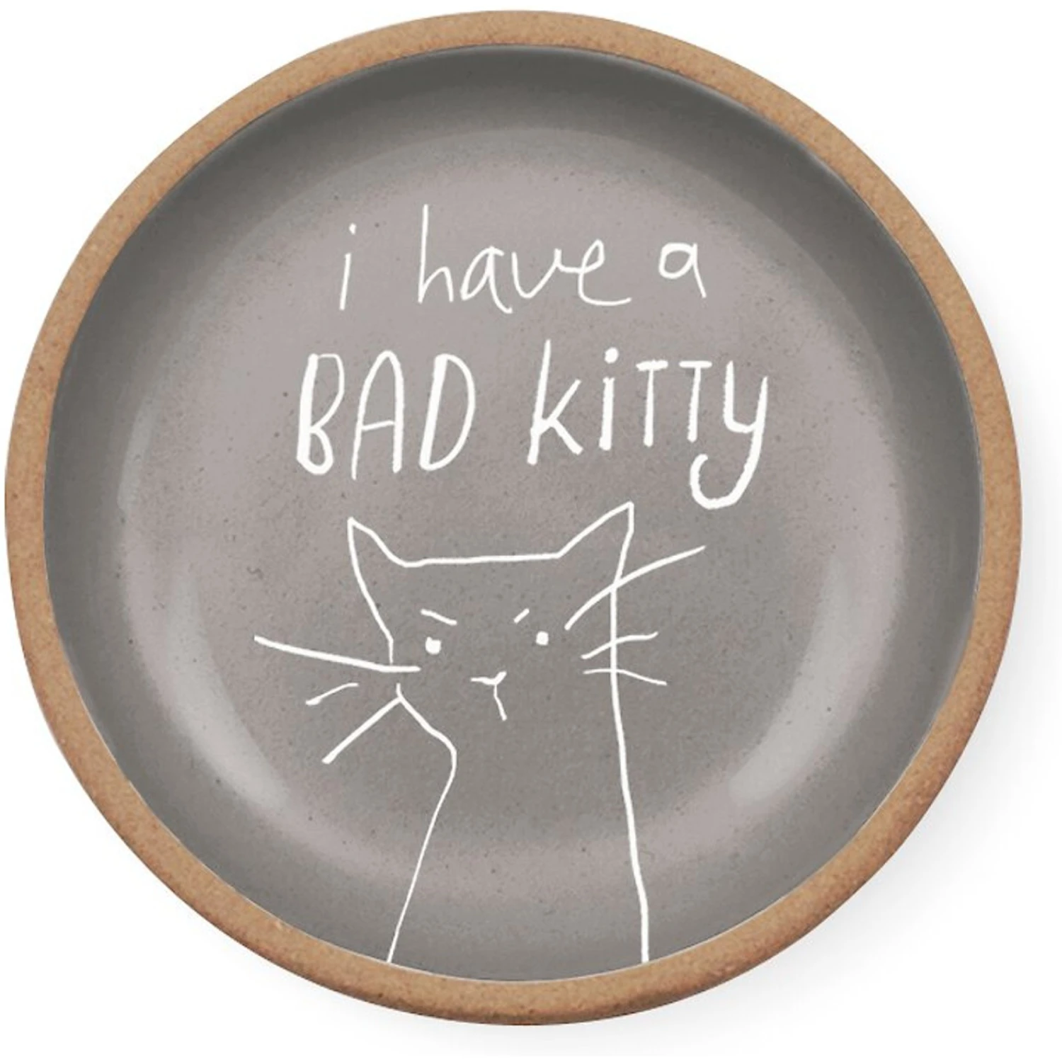 Fringe Studio "Bad Kitty" Mini Round Stoneware Tray 1 Fringe Studio "Bad Kitty" Mini Round Stoneware Tray