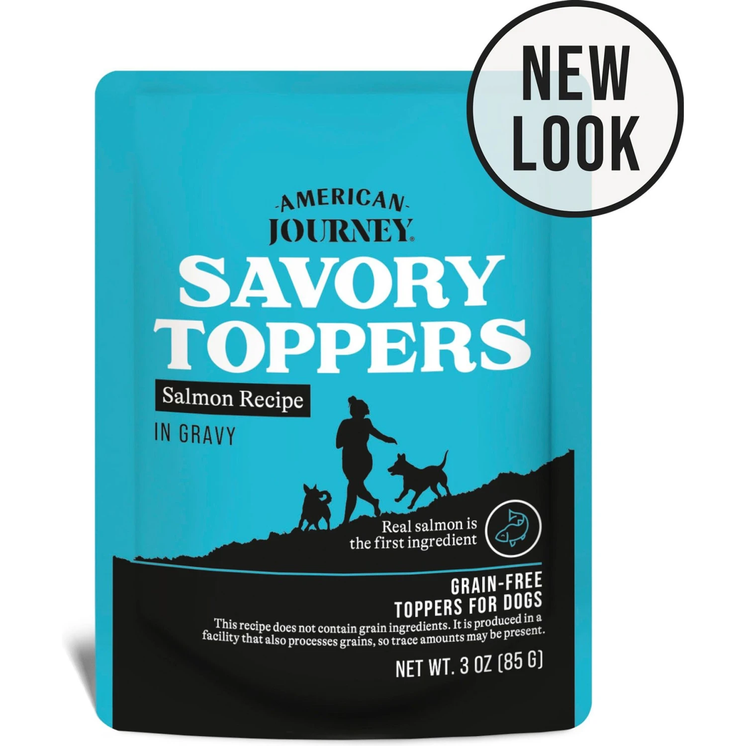 American Journey Savory Toppers Salmon Recipe In Gravy Grain-Free Dog Food Topper, 3-oz Pouches, Case Of 24 1 American Journey Savory Toppers Salmon Recipe In Gravy Grain-Free Dog Food Topper, 3-oz Pouches, Case Of 24