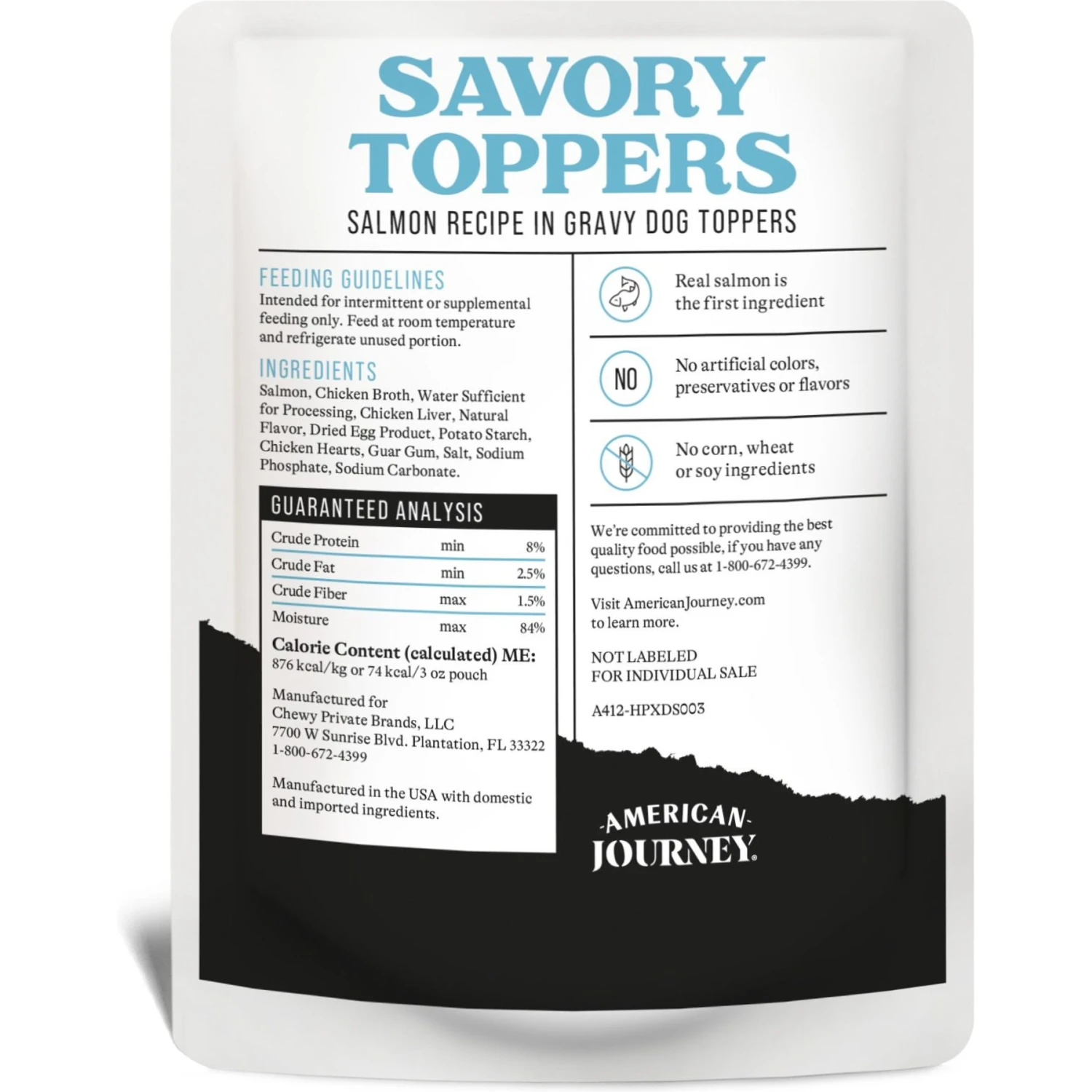 American Journey Savory Toppers Salmon Recipe In Gravy Grain-Free Dog Food Topper, 3-oz Pouches, Case Of 24 2 American Journey Savory Toppers Salmon Recipe In Gravy Grain-Free Dog Food Topper, 3-oz Pouches, Case Of 24 - Image 2