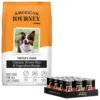 American Journey Protein & Grains Chicken, Brown Rice & Vegetables Recipe Dry Dog Food & American Journey Stews Poultry & Beef Variety Pack Grain-Free Canned Dog Food, 12.5-oz Can