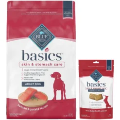 Blue Buffalo Basics Skin & Stomach Care Salmon & Potato Recipe Adult Dry Dog Food & Blue Buffalo Basics Skin & Stomach Care Biscuits Salmon & Potato Dog Treats