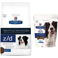 Hill's Prescription Diet Z/d Skin/Food Sensitivities Original Flavor Dry Dog Food & Hill's Prescription Diet Hypo Crunchy Dog Treats