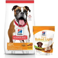 Hill's Science Diet Adult Light With Chicken Meal & Barley Dry Dog Food & Hill's Natural Baked Light Biscuits With Real Chicken Dog Treats, Medium