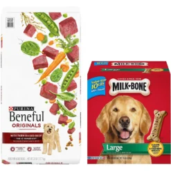 Purina Beneful Originals With Farm-Raised Beef Real Meat Dog Food & Milk-Bone Original Large Biscuit Dog Treats