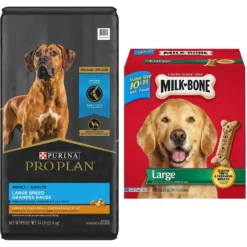 Purina Pro Plan Adult Large Breed Shredded Blend Chicken & Rice Formula Dry Dog Food & Milk-Bone Original Large Biscuit Dog Treats