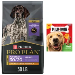 Purina Pro Plan Sport Performance All Life Stages High-Protein 30/20 Chicken & Rice Formula Dry Dog Food & Milk-Bone Original Large Biscuit Dog Treats