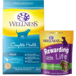 Wellness Complete Health Adult Whitefish & Sweet Potato Recipe Dry Dog Food & Wellness The Rewarding Life Lamb & Salmon Soft & Chewy Natural Dog Treats