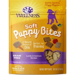 Wellness Complete Health Puppy Deboned Chicken, Oatmeal & Salmon Meal Recipe Dry Dog Food & Wellness Soft Puppy Bites Lamb & Salmon Recipe Grain-Free Natural Dog Treats -Pawsphoria Sales Store 294006 PT3. AC SS1800 V1620080542
