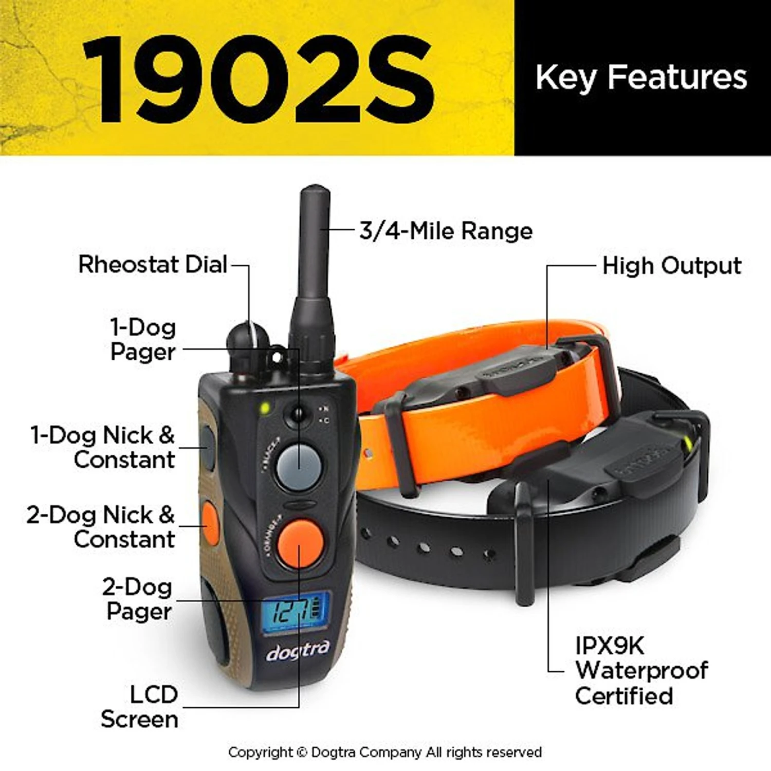 Dogtra 1902S Ergonomic IPX9K Waterproof High-Output Dog Remote Training E-Collar 4 Dogtra 1902S Ergonomic IPX9K Waterproof High-Output Dog Remote Training E-Collar - Image 4