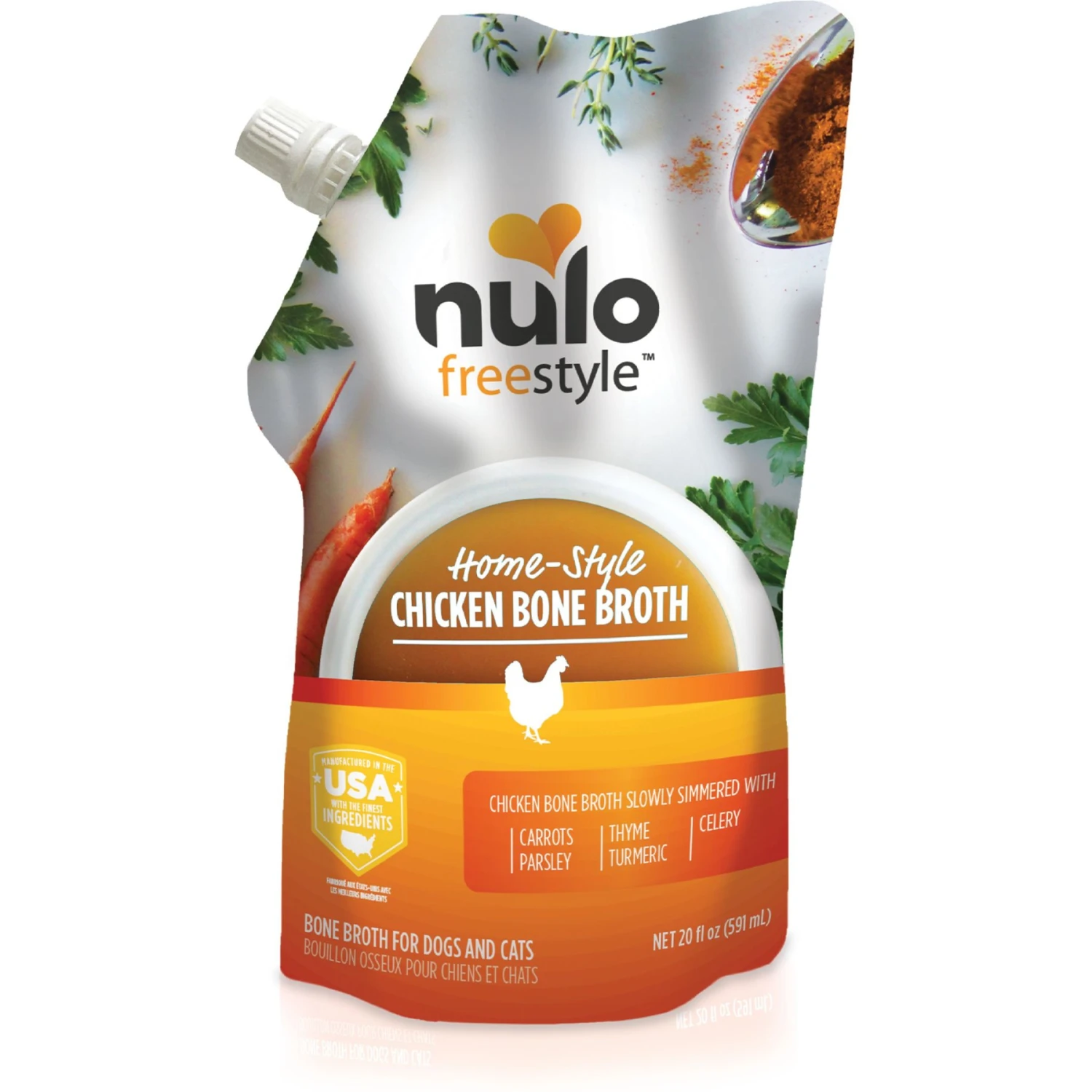Nulo FreeStyle Grain-Free Home-Style Chicken Bone Broth Dog & Cat Topper, 20-oz Pouch 1 Nulo FreeStyle Grain-Free Home-Style Chicken Bone Broth Dog & Cat Topper, 20-oz Pouch