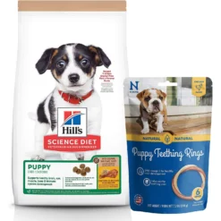 Hill's Science Diet Puppy Chicken & Brown Rice Recipe Dry Dog Food & N-Bone Puppy Teething Ring Chicken Flavor Dog Treats