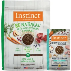 Instinct Be Natural Real Lamb & Oatmeal Recipe Freeze-Dried Raw Coated Dry Dog Food & Instinct Raw Boost Puppy Whole Grain Real Chicken & Brown Rice Recipe Freeze-Dried Raw Coated Dry Dog Food
