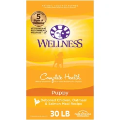 Wellness Complete Health Puppy Deboned Chicken, Oatmeal & Salmon Meal Recipe Dry Dog Food & Wellness Complete Health Just For Puppy Canned Dog Food -Pawsphoria Sales Store 298680 PT5. AC SS1800 V1691425674