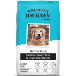 American Journey Protein & Grains Senior Salmon, Brown Rice & Vegetables Recipe Dry Dog Food, 28-lb Bag & American Journey Poultry & Beef Variety Pack Grain-Free Canned Dog Food -Pawsphoria Sales Store 302238 PT5. AC SS1800 V1694613385