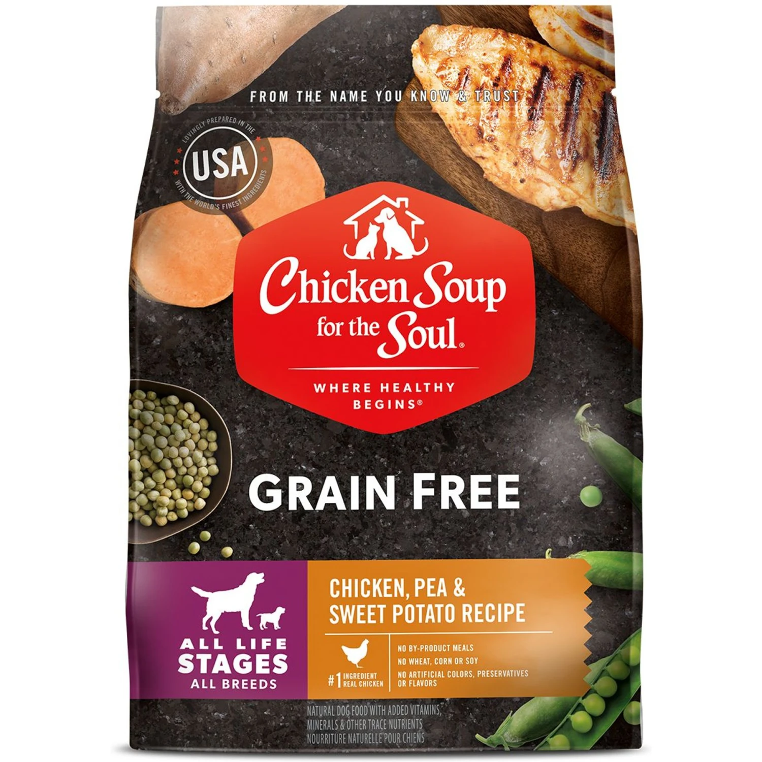 Chicken Soup For The Soul Chicken, Pea & Sweet Potato Recipe Grain-Free Dry Dog Food, 10-lb Bag 1 Chicken Soup For The Soul Chicken, Pea & Sweet Potato Recipe Grain-Free Dry Dog Food, 10-lb Bag