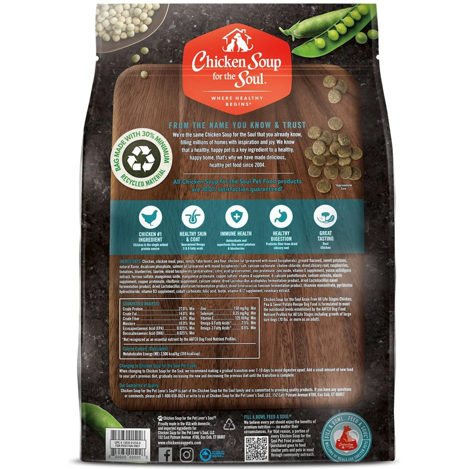 Chicken Soup For The Soul Chicken, Pea & Sweet Potato Recipe Grain-Free Dry Dog Food, 10-lb Bag 2 Chicken Soup For The Soul Chicken, Pea & Sweet Potato Recipe Grain-Free Dry Dog Food, 10-lb Bag - Image 2