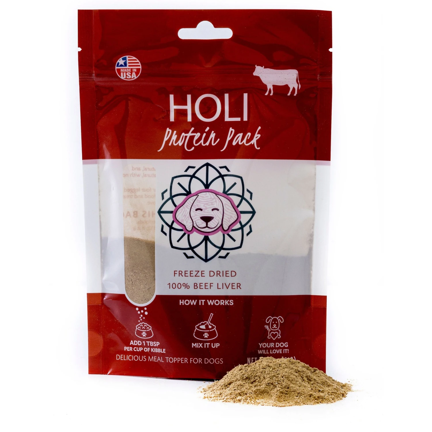 HOLI Beef Liver Protein Pack Grain-Free Freeze-Dried Dog Food Topper 1 HOLI Beef Liver Protein Pack Grain-Free Freeze-Dried Dog Food Topper