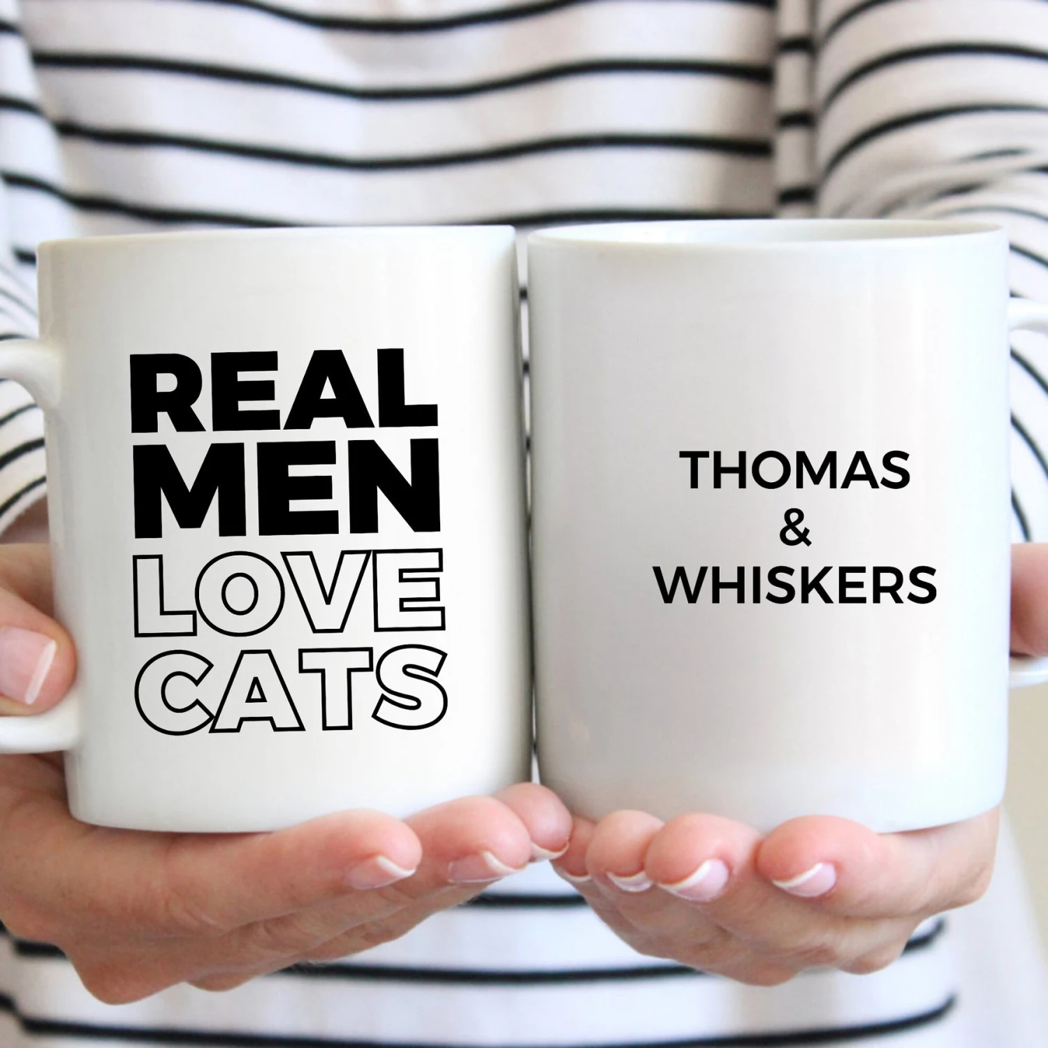 904 Custom Personalized Real Men Love Cats Double Sided Mug, 11-oz 1 904 Custom Personalized Real Men Love Cats Double Sided Mug, 11-oz