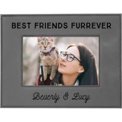 904 Custom Personalized Best Friends Furrever Cat Leatherette Picture Frame