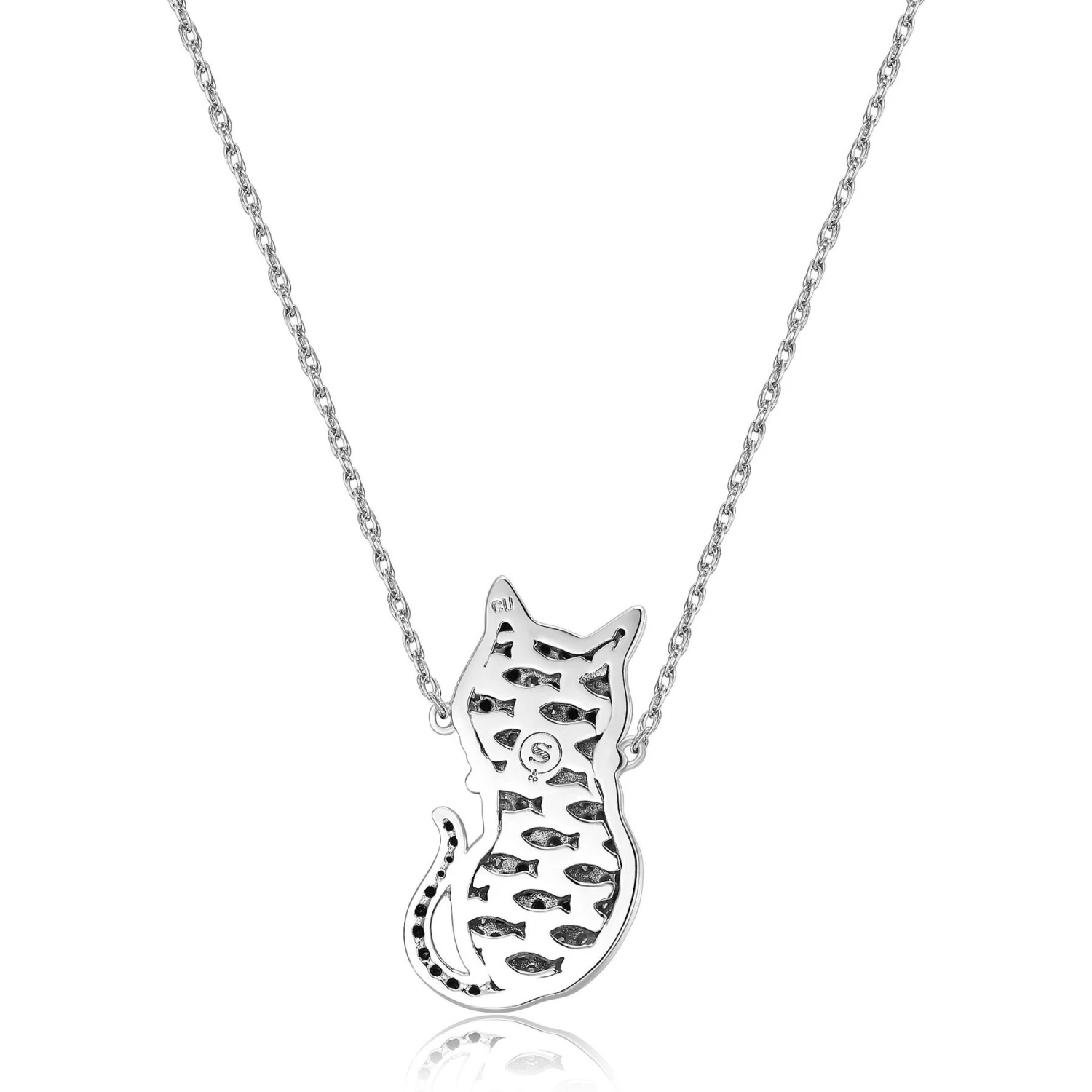 Scamper & Co Rhodium Plated Sterling Silver Cool Cat Pendant Necklace 2 Scamper & Co Rhodium Plated Sterling Silver Cool Cat Pendant Necklace - Image 2