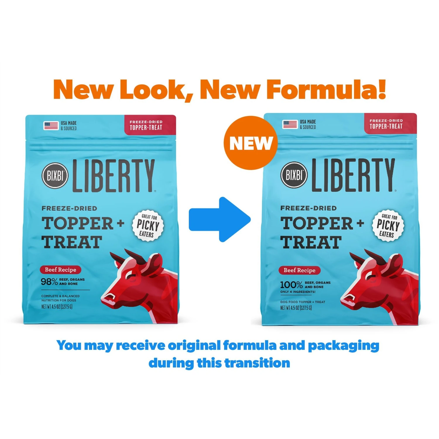 BIXBI Liberty Beef Recipe Freeze-Dried Dog Topper & Treat, 4.5-oz Bag 2 BIXBI Liberty Beef Recipe Freeze-Dried Dog Topper & Treat, 4.5-oz Bag - Image 2