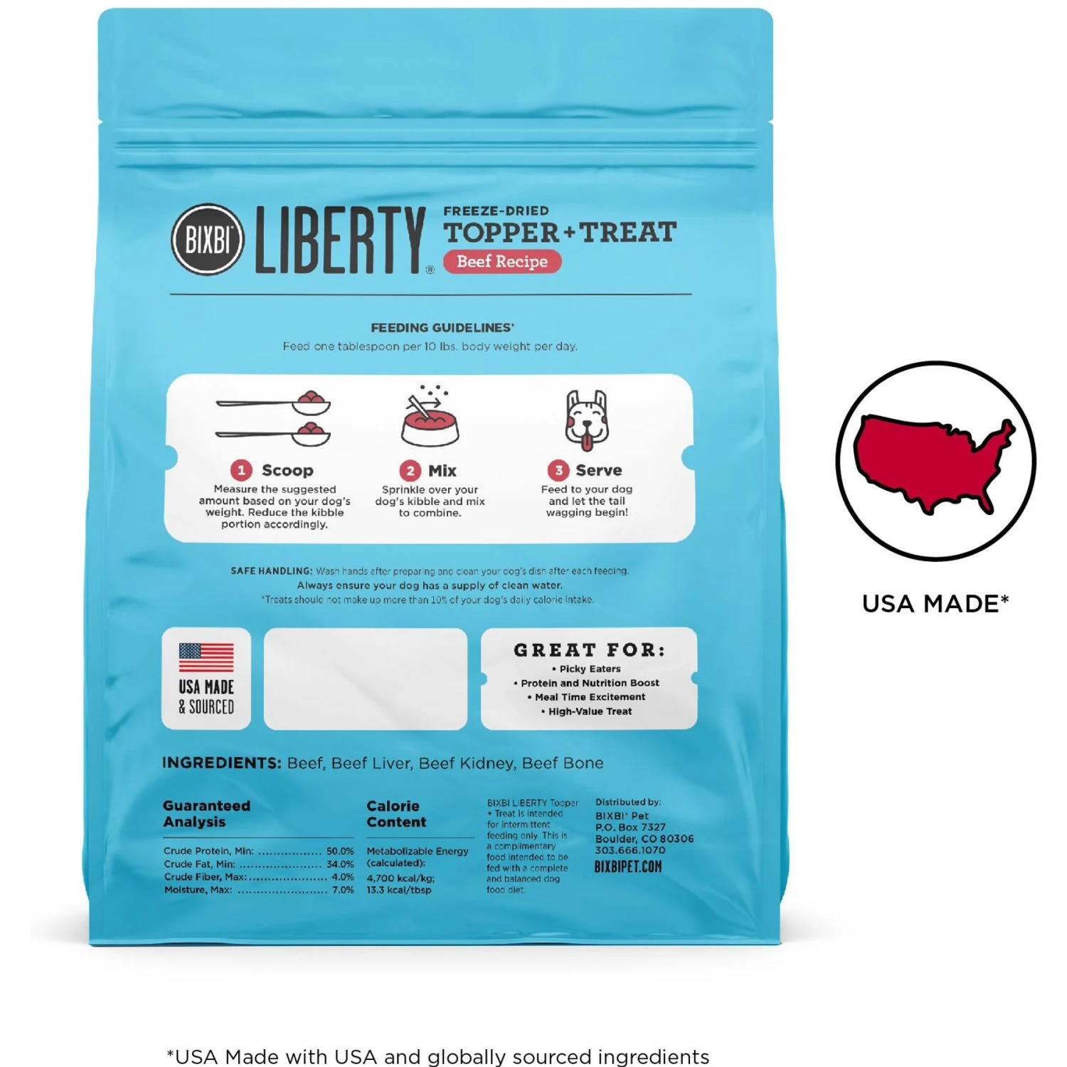 BIXBI Liberty Beef Recipe Freeze-Dried Dog Topper & Treat, 4.5-oz Bag 3 BIXBI Liberty Beef Recipe Freeze-Dried Dog Topper & Treat, 4.5-oz Bag - Image 3