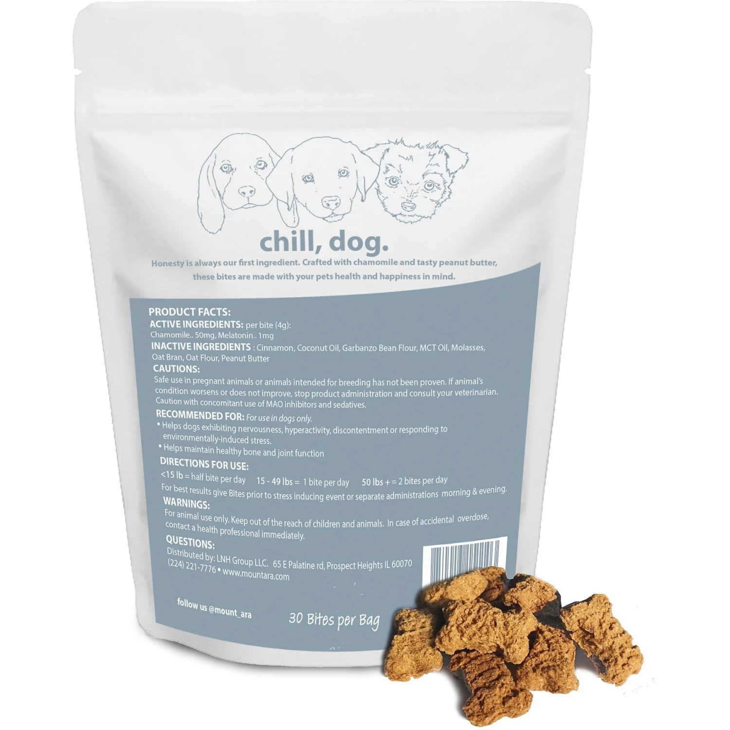 Mount Ara Chill Bites Peanut Butter Dog Treats, 4-oz Bag 2 Mount Ara Chill Bites Peanut Butter Dog Treats, 4-oz Bag - Image 2