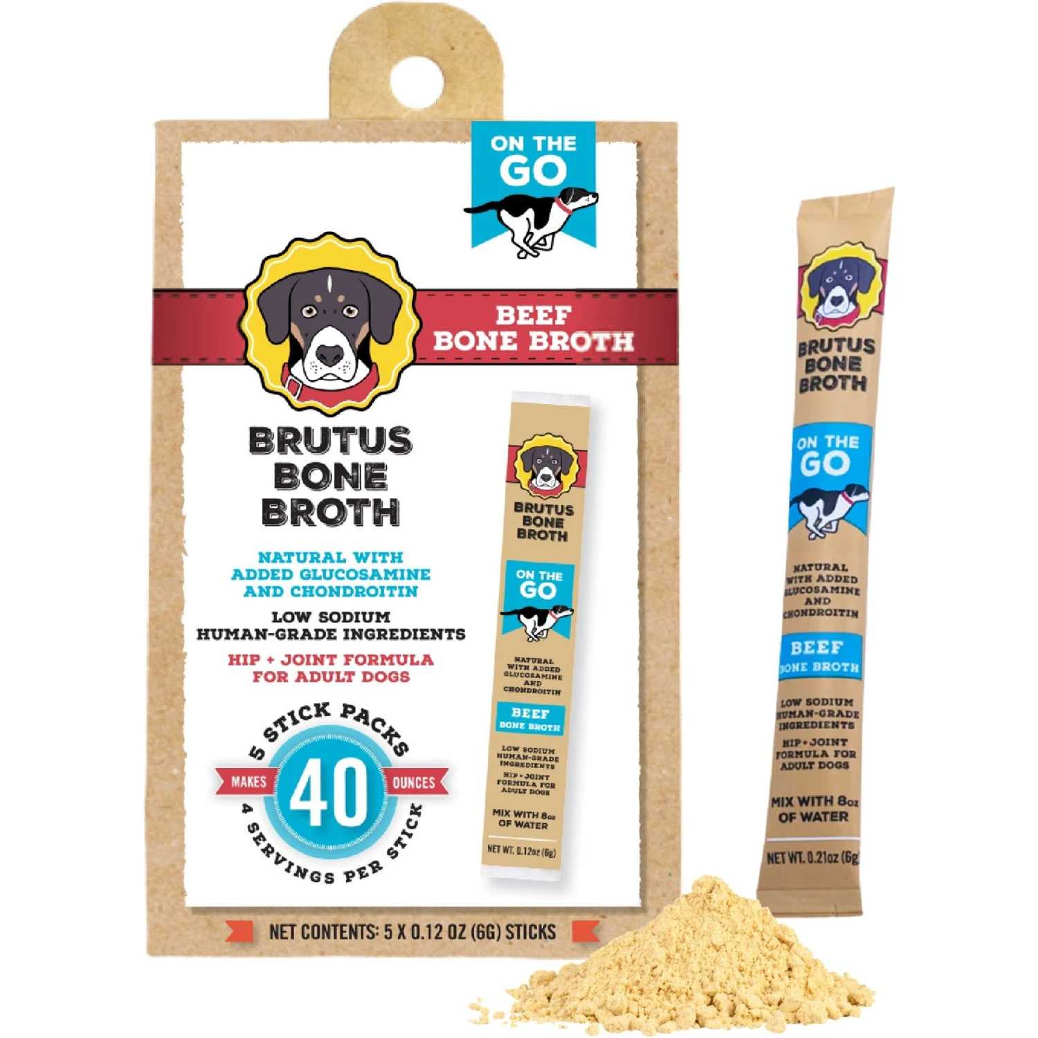 Brutus Broth Instant Bone Broth Beef Flavor Dry Dog Food Topper, 5 Count 1 Brutus Broth Instant Bone Broth Beef Flavor Dry Dog Food Topper, 5 Count