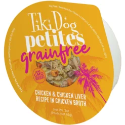 Tiki Dog Aloha Petites Chicken & Chicken Liver Recipe In Chicken Broth Wet Dog Food, 3-oz Cup, Case Of 4