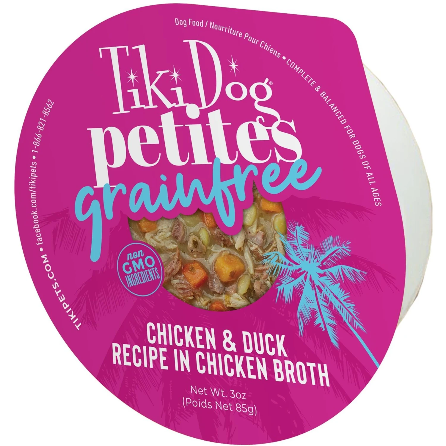 Tiki Dog Aloha Petites Chicken & Duck Recipe In Chicken Broth Wet Dog Food, 3-oz Cup, Case Of 4 1 Tiki Dog Aloha Petites Chicken & Duck Recipe In Chicken Broth Wet Dog Food, 3-oz Cup, Case Of 4
