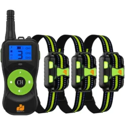 GroovyPets Three-Dog Kit 800 Yard Waterproof Long-Life Rechargable Remote Dog Training Shock Collar System