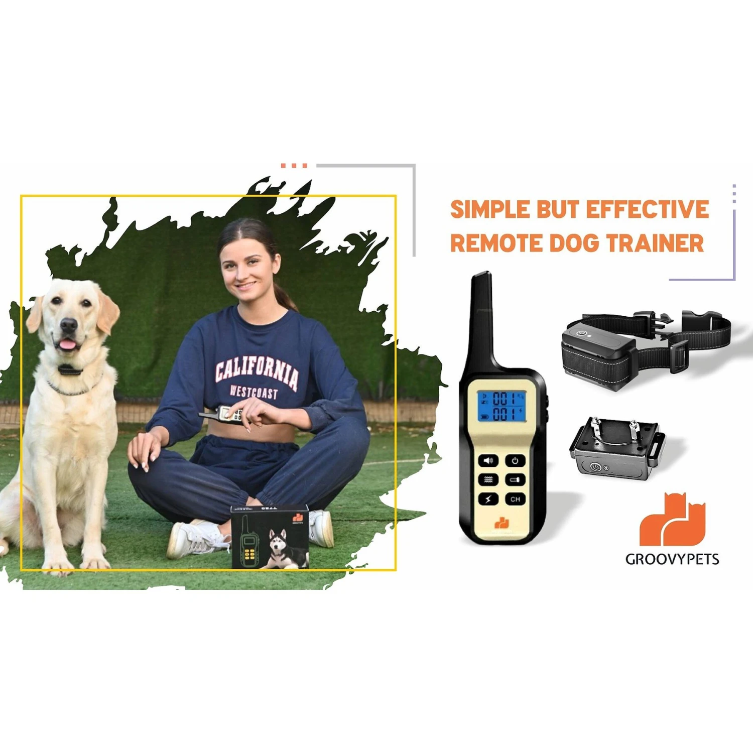 GroovyPets One Dog Set 1100 Yard Auto Anti Bark, Humane Beep, Vibration, Static Shock Waterproof Rechargeable Dog Training Shock Collar System 2 GroovyPets One Dog Set 1100 Yard Auto Anti Bark, Humane Beep, Vibration, Static Shock Waterproof Rechargeable Dog Training Shock Collar System - Image 2