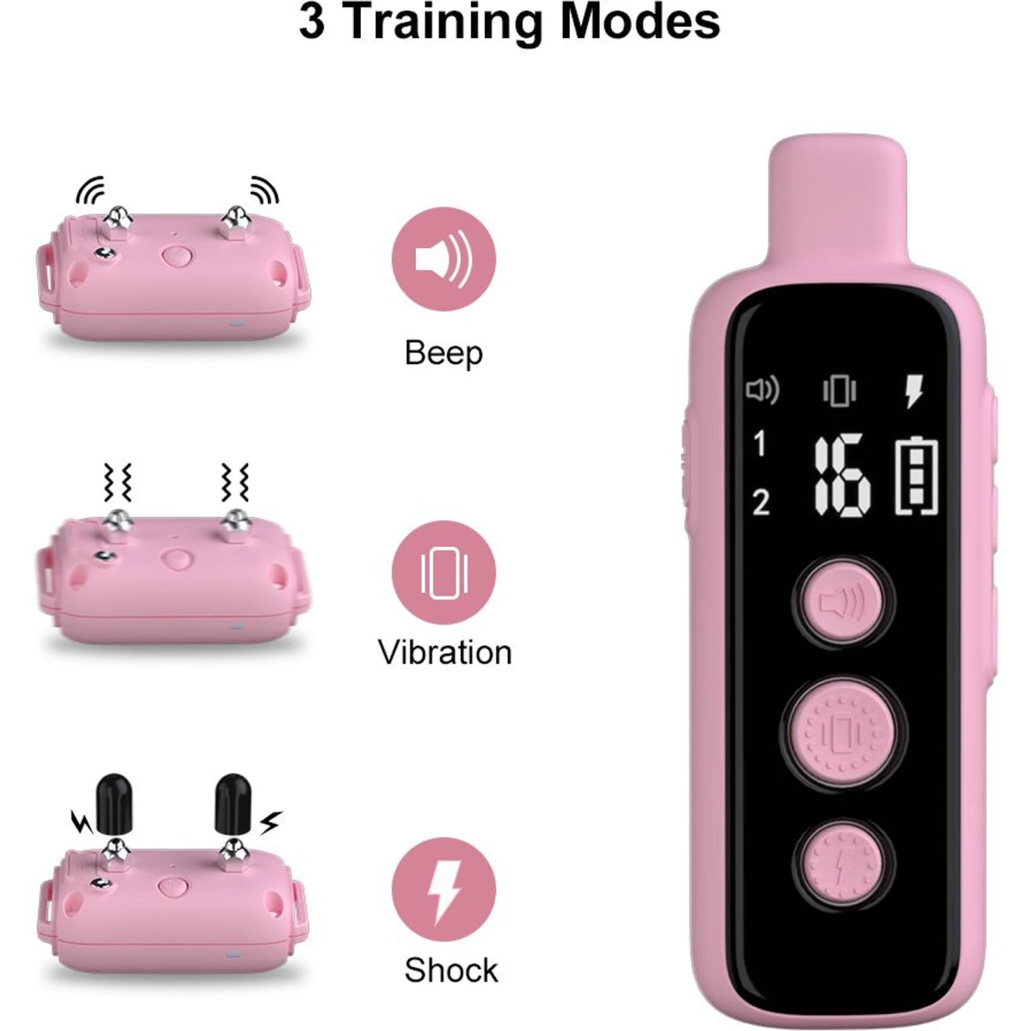 PATPET P650 300M Remote Training Dog Collar, Small, Pink 4 PATPET P650 300M Remote Training Dog Collar, Small, Pink - Image 4