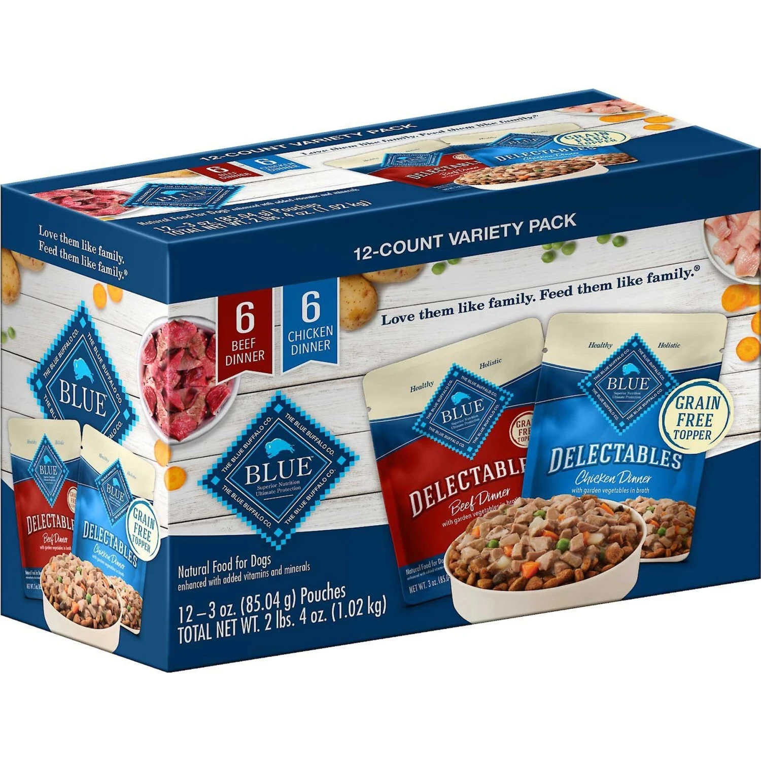 Blue Buffalo Delectables Chicken & Beef Dinner Variety Pack Grain-Free Wet Dog Food Topper, 3-oz Pouches, Case Of 12 & Blue Buffalo Freedom Adult Chicken Recipe Grain-Free Dry Dog Food 2 Blue Buffalo Delectables Chicken & Beef Dinner Variety Pack Grain-Free Wet Dog Food Topper, 3-oz Pouches, Case Of 12 & Blue Buffalo Freedom Adult Chicken Recipe Grain-Free Dry Dog Food - Image 2