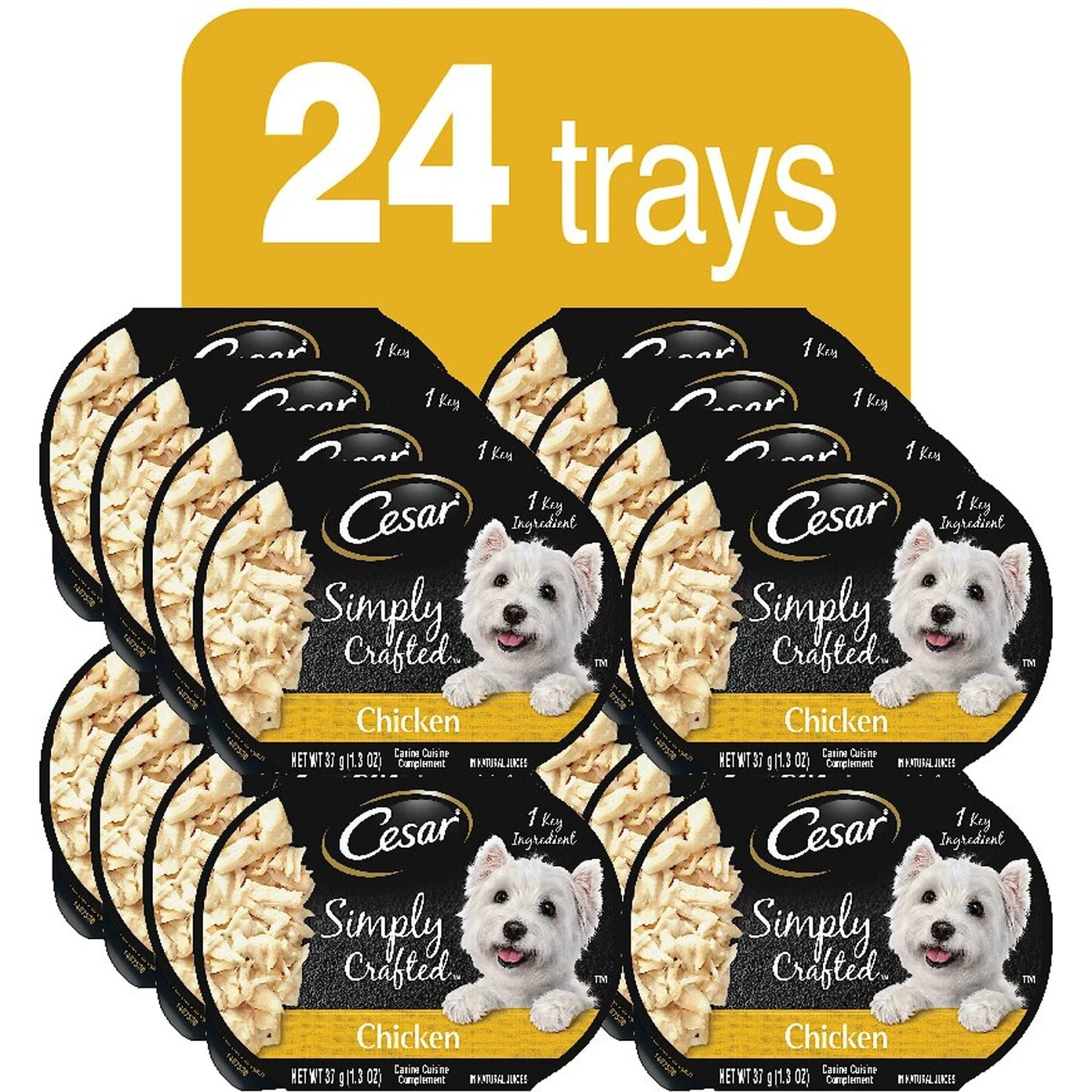 Cesar Simply Crafted Chicken Cuisine Complement Adult Wet Dog Food Topper, 1.3-oz Tubs, Case Of 24 2 Cesar Simply Crafted Chicken Cuisine Complement Adult Wet Dog Food Topper, 1.3-oz Tubs, Case Of 24 - Image 2