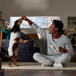 Frisco Gray Fair Isle Moose Unisex Adult Pajama Jersey Top -Pawsphoria Sales Store 358351 PT3. AC SS1800 V1661799502