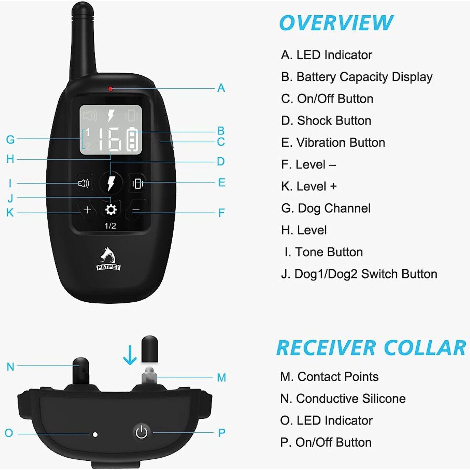 PATPET P303 1000ft Remote Dog Training Shock Collar 6 PATPET P303 1000ft Remote Dog Training Shock Collar - Image 6