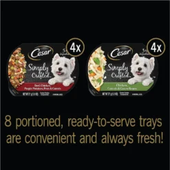 Cesar Simply Crafted Variety Pack Chicken, Carrots & Green Beans & Beef, Chicken, Purple Potatoes, Peas & Carrots Wet Dog Food Topper, 1.3-oz Can, 16 Count -Pawsphoria Sales Store 367307 PT2. AC SS1800 V1644373025