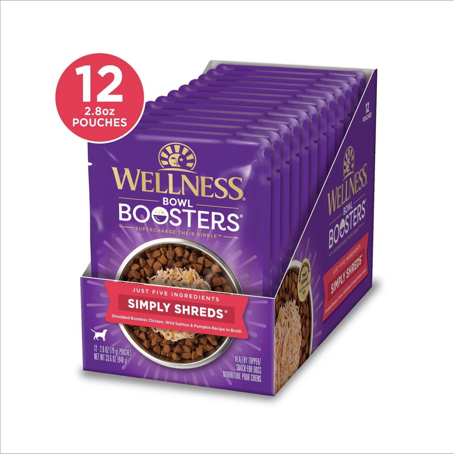 Wellness Bowl Boosters Simply Shreds Chicken, Beef & Carrots Natural Grain-Free Wet Dog Food Mixer Or Topper, 2.8-oz Pouch, Case Of 12 & Wellness Bowl Boosters Simply Shreds Chicken, Salmon & Pumpkin Natural Grain-Free Wet Dog Food Mixer Or Topper, 2.8-oz Pouch, Case Of 12 6 Wellness Bowl Boosters Simply Shreds Chicken, Beef & Carrots Natural Grain-Free Wet Dog Food Mixer Or Topper, 2.8-oz Pouch, Case Of 12 & Wellness Bowl Boosters Simply Shreds Chicken, Salmon & Pumpkin Natural Grain-Free Wet Dog Food Mixer Or Topper, 2.8-oz Pouch, Case Of 12 - Image 6