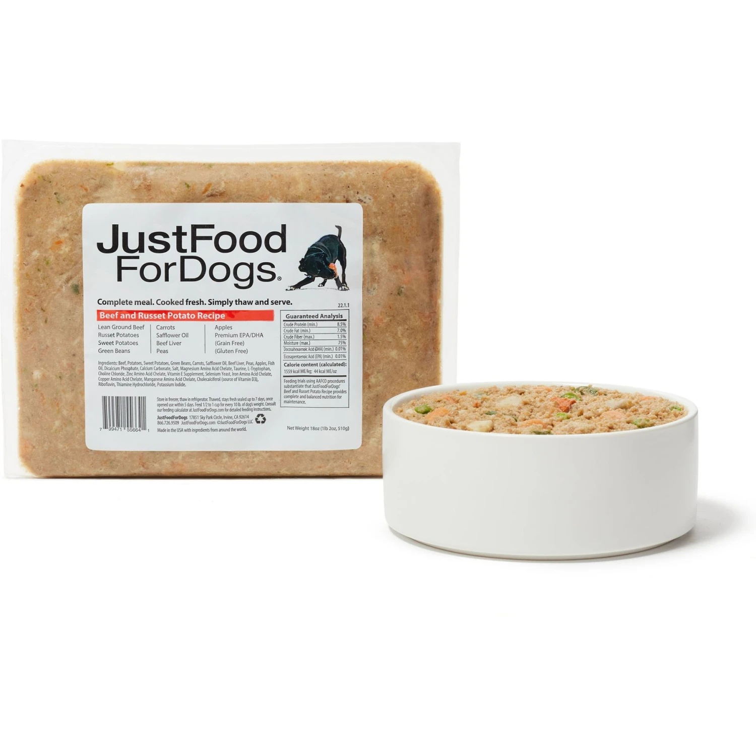 JustFoodForDogs Beef & Russet Potato Recipe Frozen Human-Grade Fresh Dog Food 1 JustFoodForDogs Beef & Russet Potato Recipe Frozen Human-Grade Fresh Dog Food