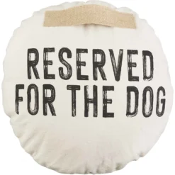 Mud Pie Reserved For The Dog Jute H&le Pillow, Tan